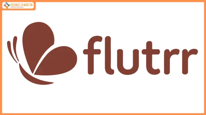 The flutrr logo, a butterfly beside the wordmark, on a white background